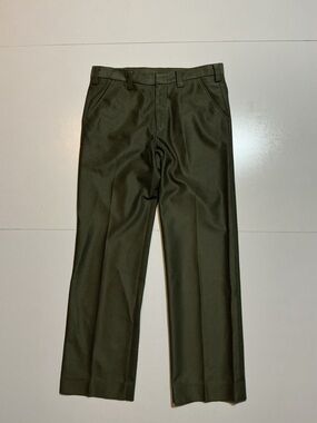 Vintage 70s Olive Green Textured Disco Flare Mod Atomic Polyester Leisure Pants